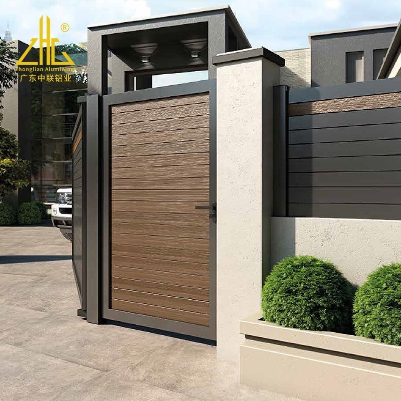 ZHONGLIAN Modern Customized automatic stacking Aluminum sliding fence main gate with front designs outside house home yard