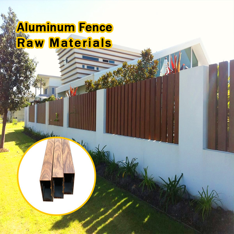 ZHONLIAN Hot Sale Decorative Aluminium House Farm Garden Gates  Wooden Grain Aluminum Fence