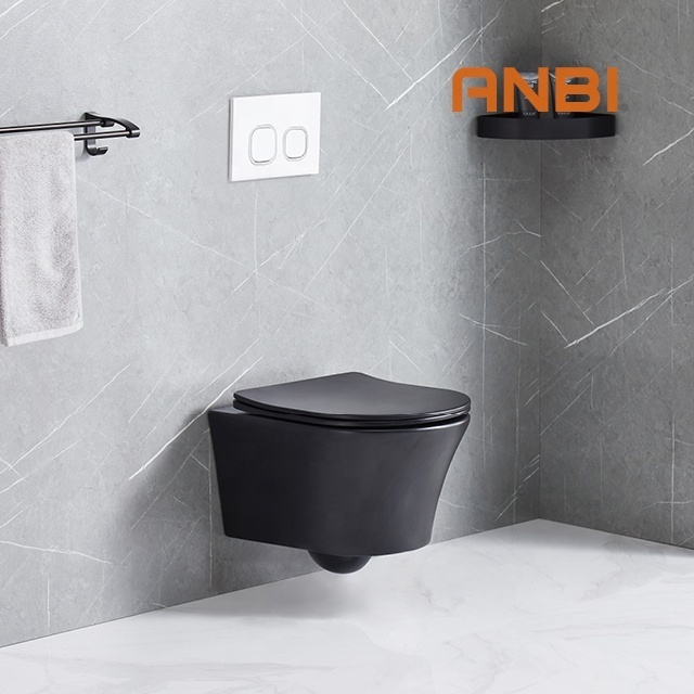 ANBI Custom Wall-Hung Wc Rimless Black Wall mount Suspended Toilet