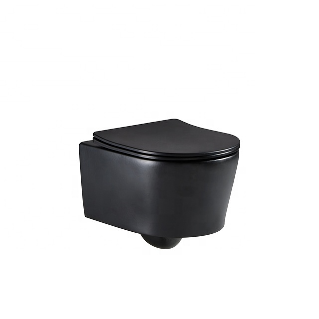 ANBI High Quality Concealed Tank Ceramic Matt Black Rimless Back To Wall Hanging Floating European Toilet