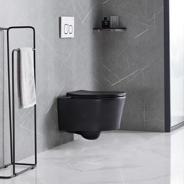 ANBI High Quality Concealed Tank Ceramic Matt Black Rimless Back To Wall Hanging Floating European Toilet