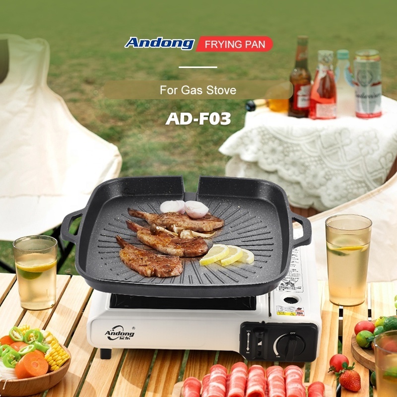 Andong Korea Barbecue Round Frying Pan Grill Camping Outdoor Cookware Non Stick Cast Iron Bbq Grill Pan