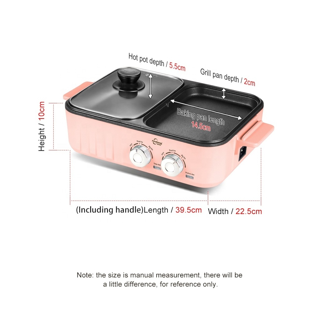 Andong 110V/220V small Kitchen appliances multifunction student cooking pan electric hot pot and barbique grill