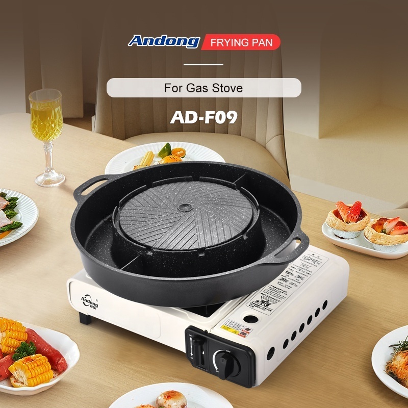 Andong Grill Pan Bbq non-stick Korean Bbq Grill Pan aluminum Bbq And Hotpot Pan For Camping stove