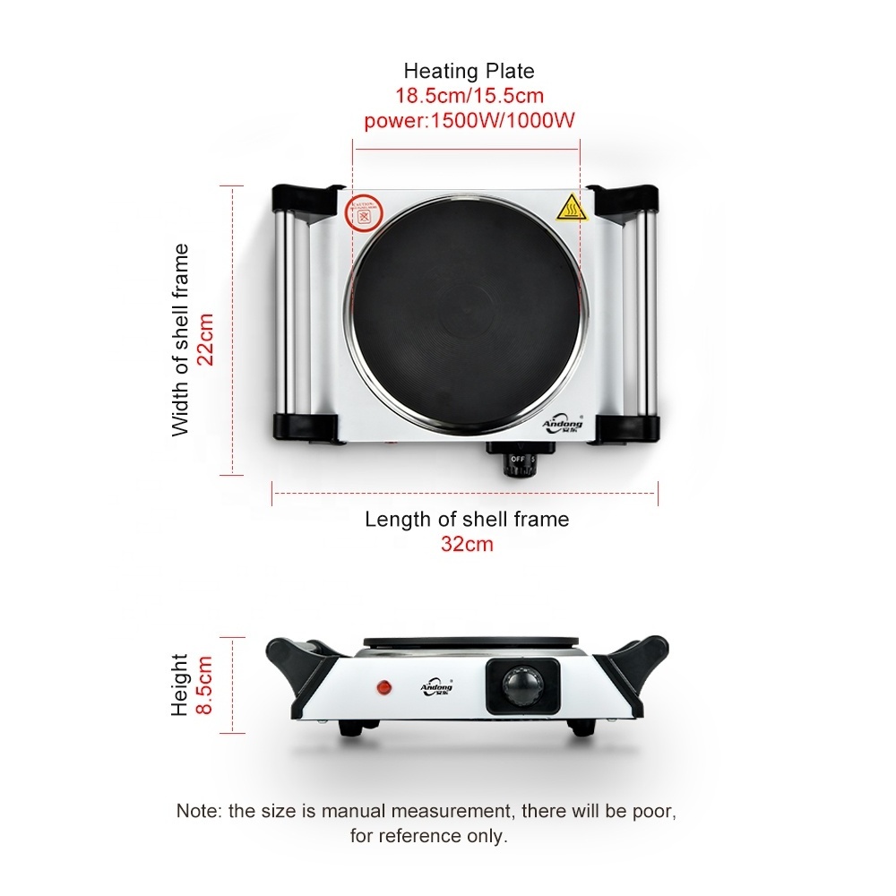 Andong portable small size single electric hot plate 1500w electric camping stove with new design