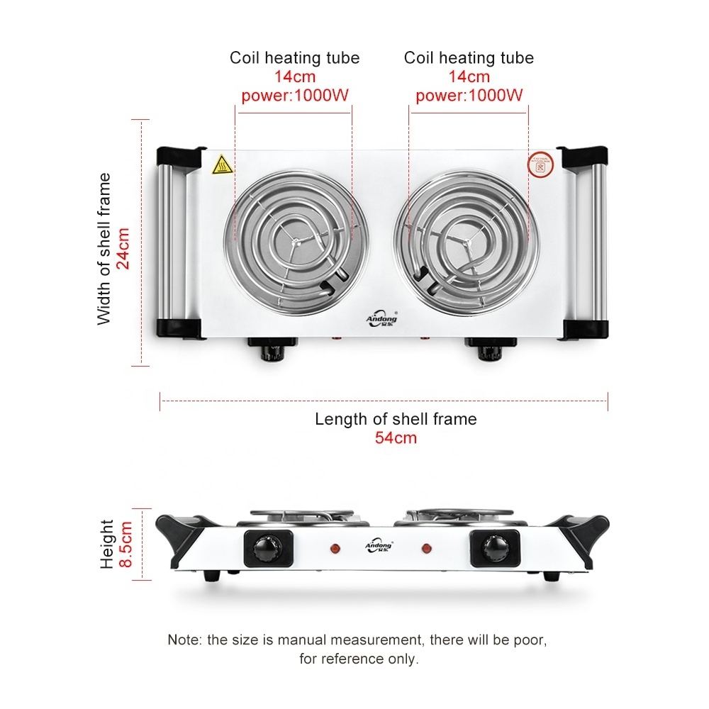 Andong hot selling kitchen cooking electric hot plate two burners with handles