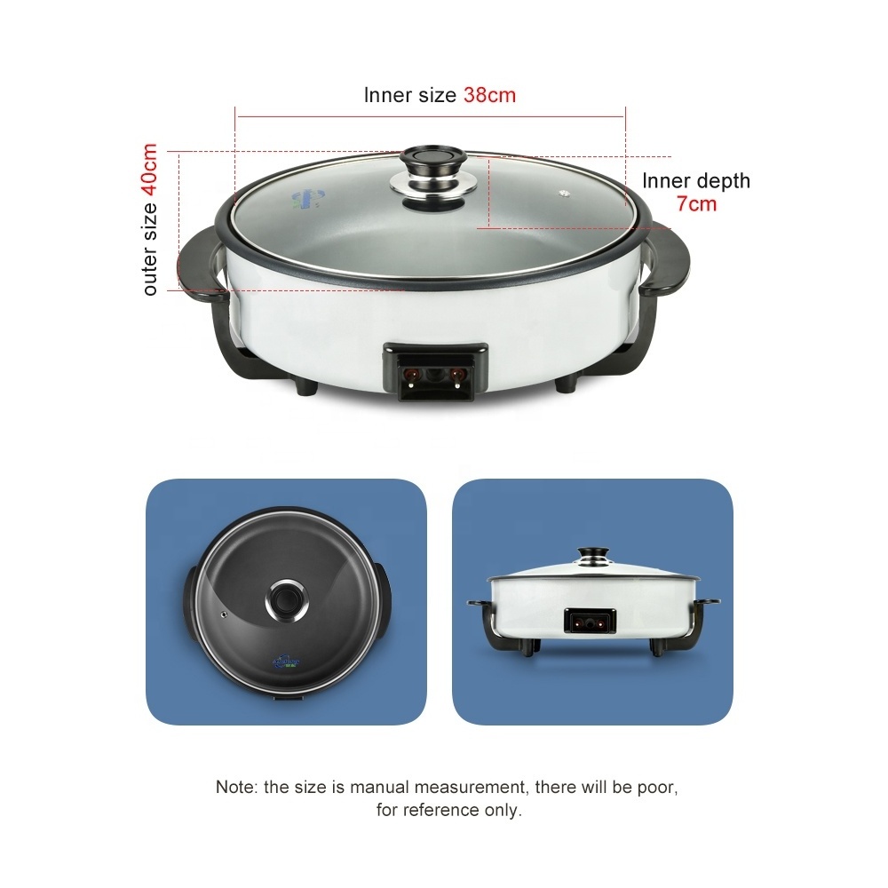 Andong electric skillet fry pan round deep fryer hot pot with glass lid