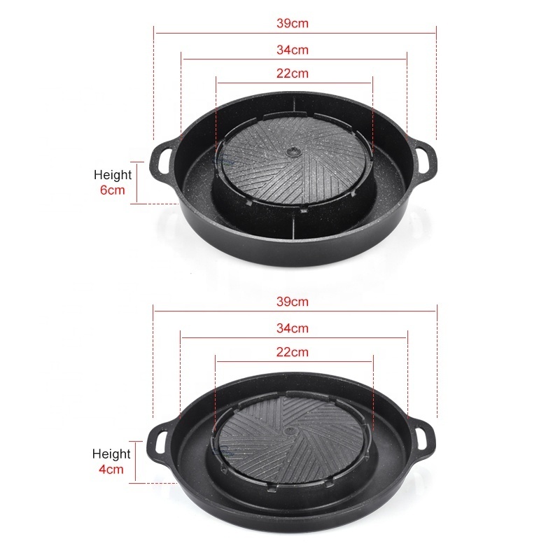 Andong Grill Pan Bbq non-stick Korean Bbq Grill Pan aluminum Bbq And Hotpot Pan For Camping stove