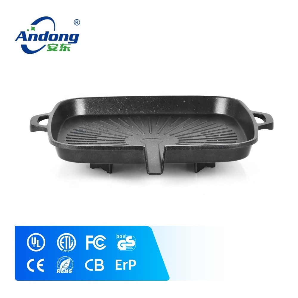 Andong Korea Barbecue Round Frying Pan Grill Camping Outdoor Cookware Non Stick Cast Iron Bbq Grill Pan