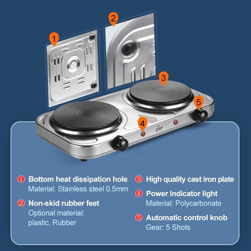 Andong Home Kitchen Use Electric Stove Two Burner Electric Double Cooker Hot Plate