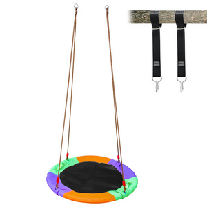 Easy Assemble Saucer Tree Swing for Kids Waterproof Tree Swing Seat with 2 Tree Hanging Straps for Playground Backyard Activity