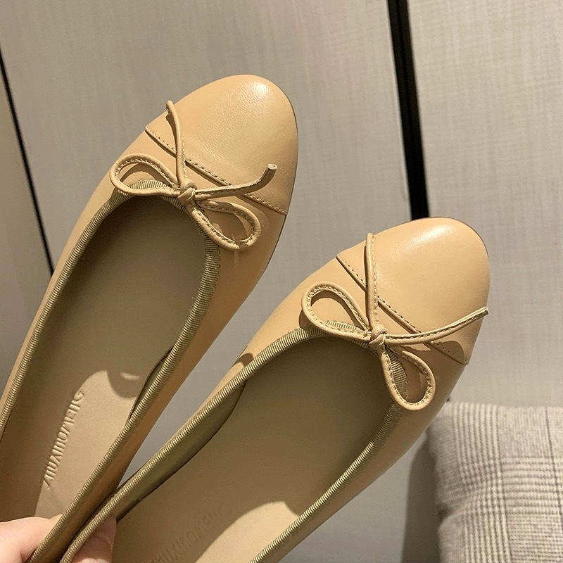 custom slip on shoes flat comfortable ballet flats women shoe bow round toe flat leather mary jane