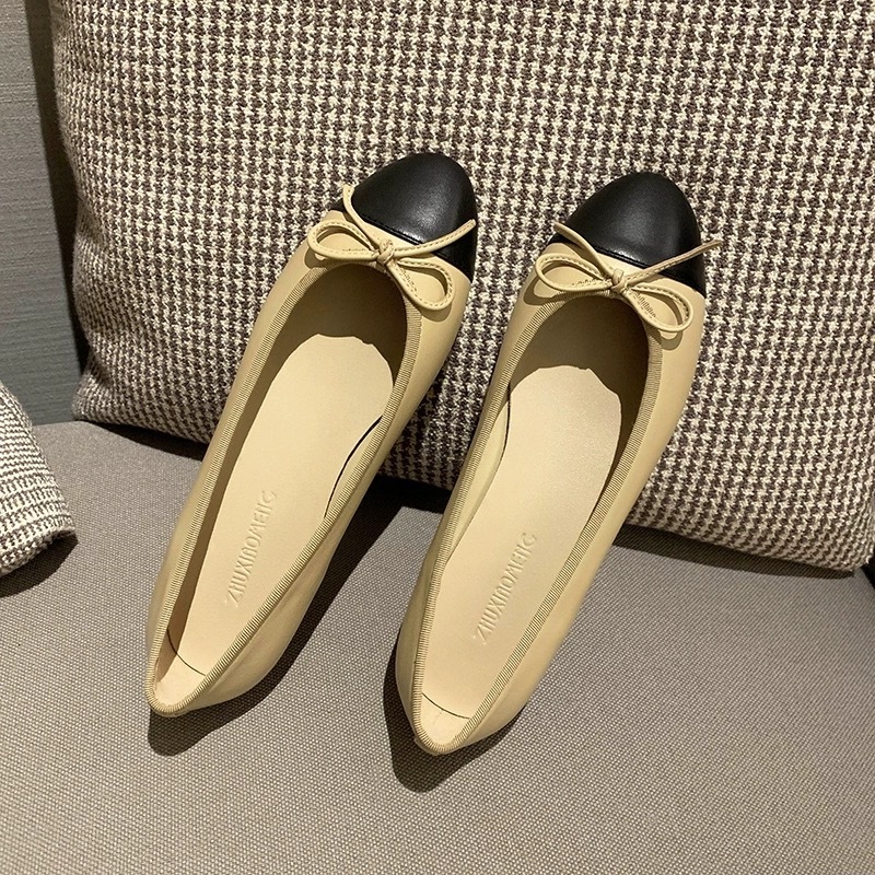 custom slip on shoes flat comfortable ballet flats women shoe bow round toe flat leather mary jane