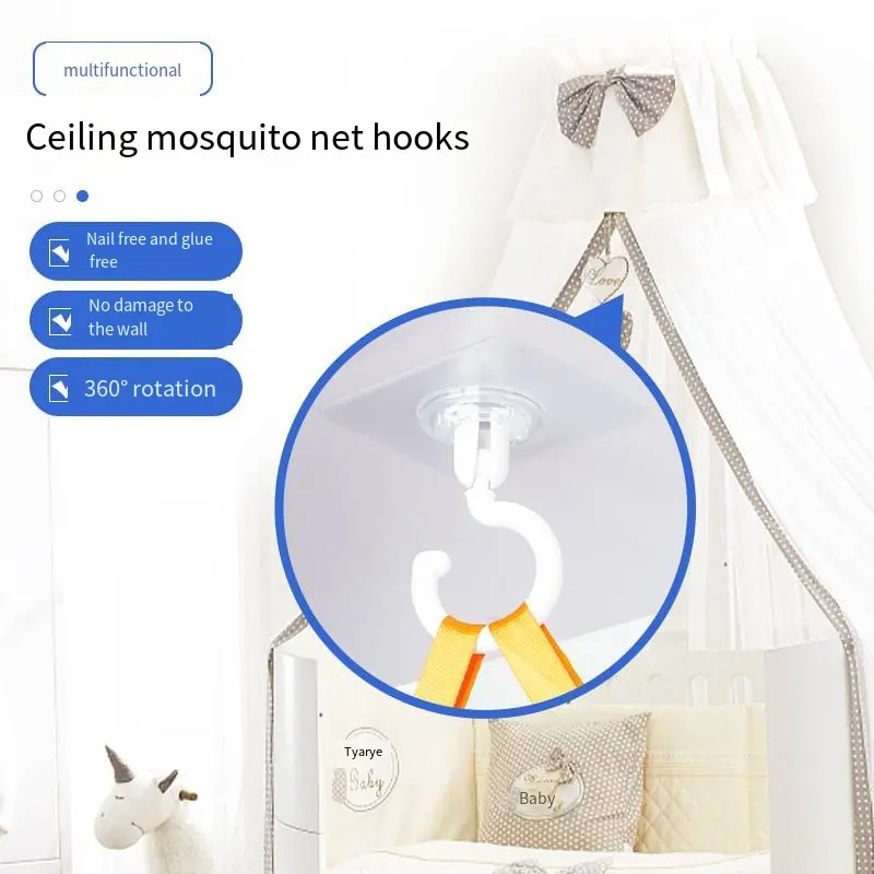 Kitchen Household Closet Rotatable Hook Perforation-Free Traceless Stick Hook Hanging Hook