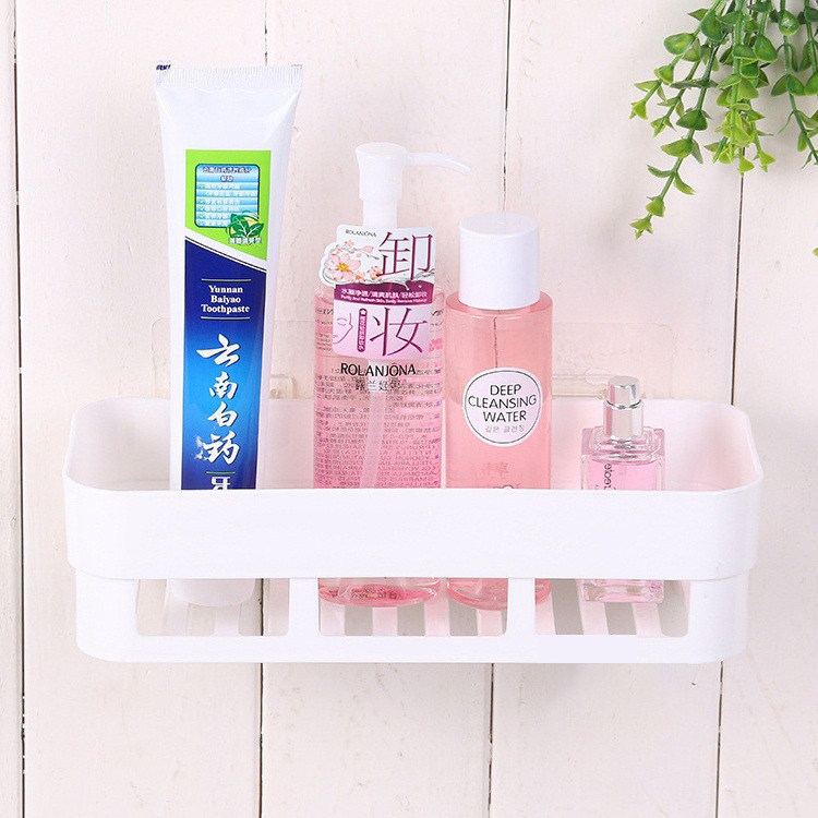 Aoniu Simple Removable Glue Wall Strong Stick Storage Basket Household Bathroom Toilet Traceless Shelving Rack