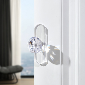 Aoniu No-punch Clear Crystal Acrylic Diamond handle Furniture Drawer Cupboard Wardrobe Door knob