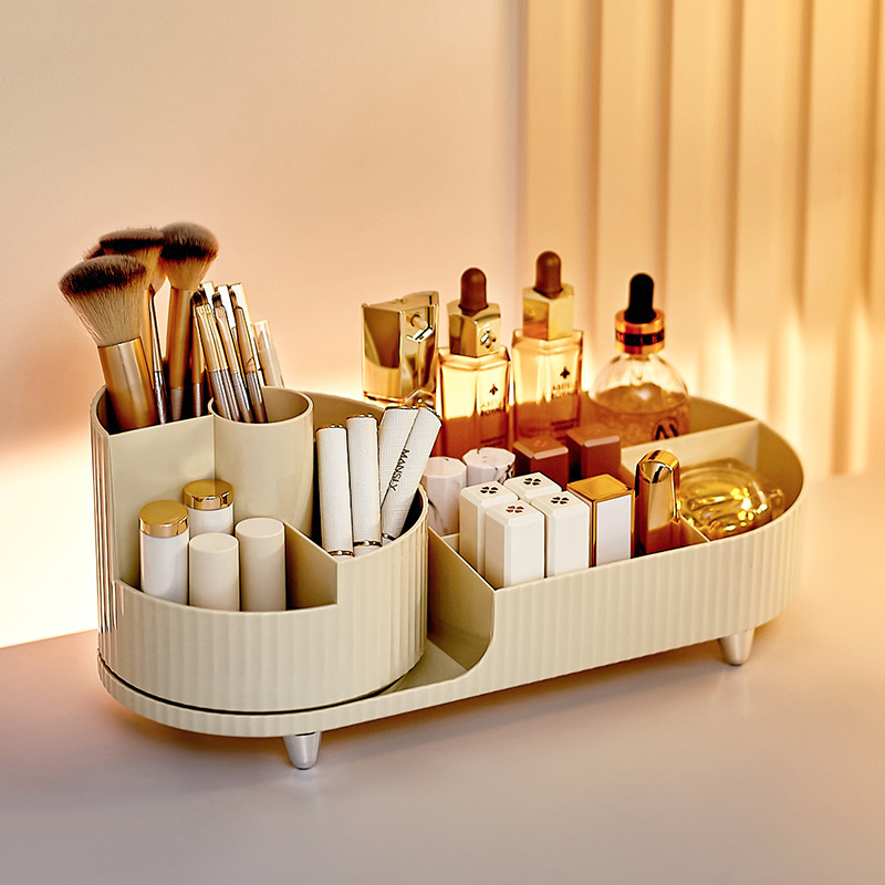 Cosmetics storage box Rotating pen holder Vanity table desktop large capacity makeup brush lipstick eyeshadow powder puff shelf