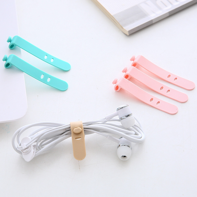 Anti-loss earphone storage silicone strap Strapping tape Cable organizer Clip collector cable organizer