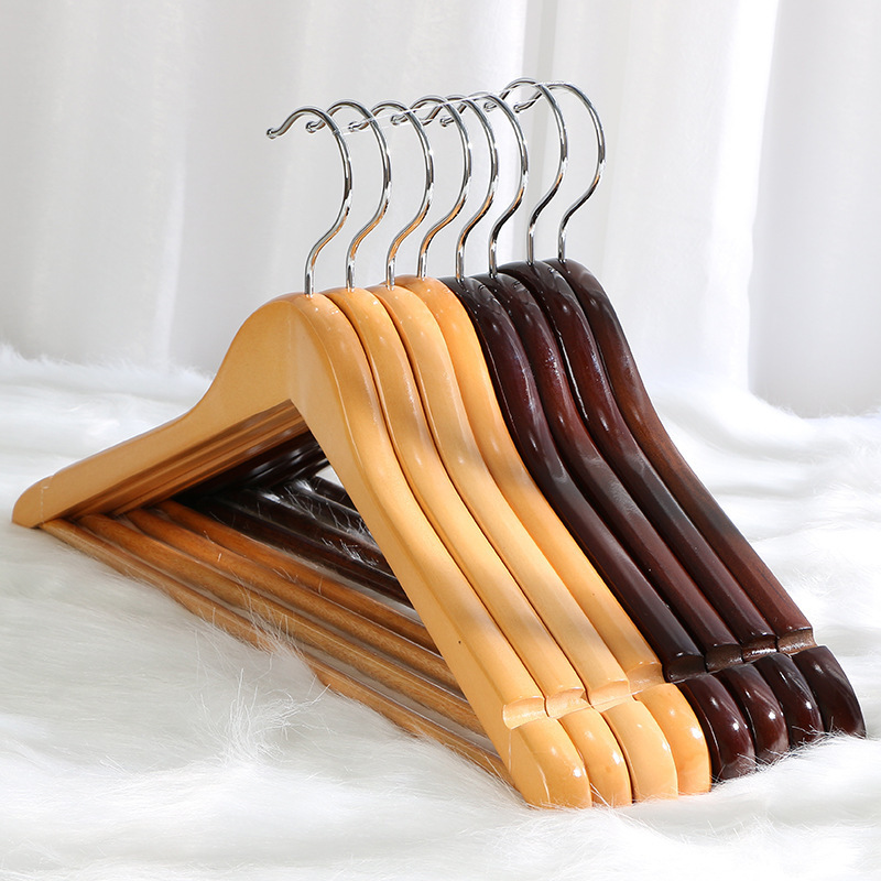 2cm thickened solid wood hanger Hotel hotel clothes rack Wooden suit rack to hang winter clothes