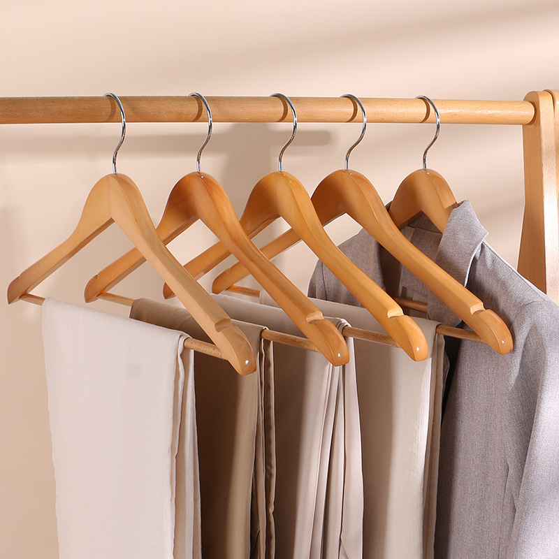 2cm thickened solid wood hanger Hotel hotel clothes rack Wooden suit rack to hang winter clothes