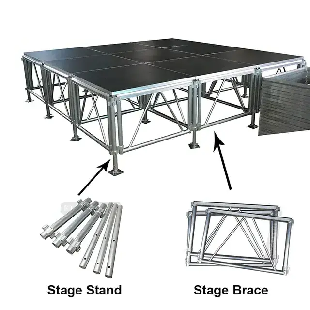 1.22m 2.44m Aluminum Concert Stage Podium 4X8 Foot Plywood Stage 4FT 8F