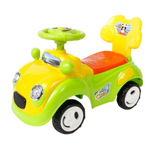 High quality plastic car Children toy stroller walker pushing bar kids ride on car with music and light and with back rest.