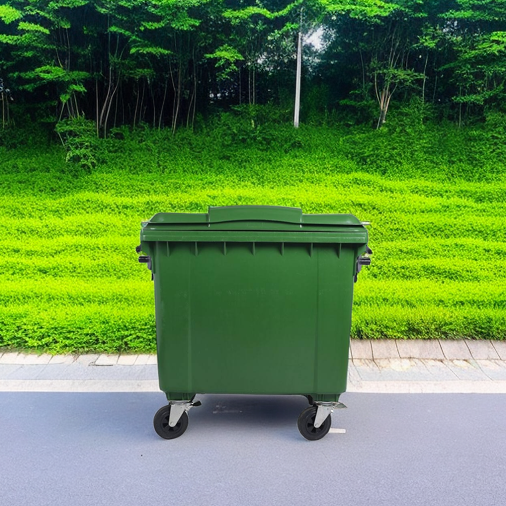 Mobile Garbage Containers 1100L Big Size Waste Can Plastic Rectangular Trash Bin Wheely Bins With 4 Wheel