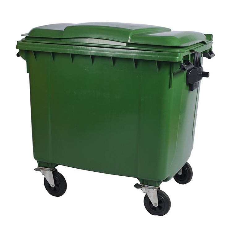 Mobile Garbage Containers 1100L Big Size Waste Can Plastic Rectangular Trash Bin Wheely Bins With 4 Wheel