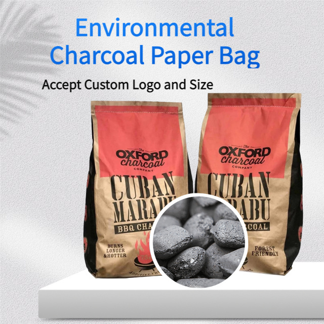 Customized printed multi layers 5kg kraft paper bags for coal charcoal