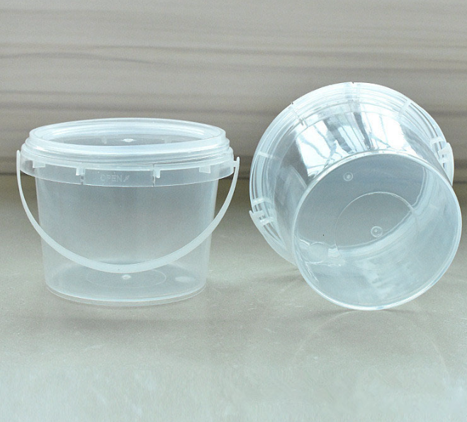 Round clear PP plastic buckets with lids