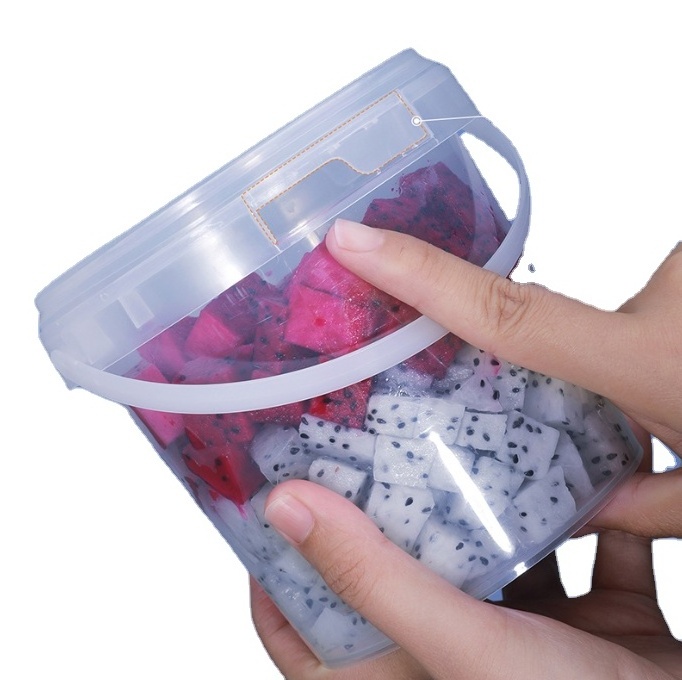 Round clear PP plastic buckets with lids