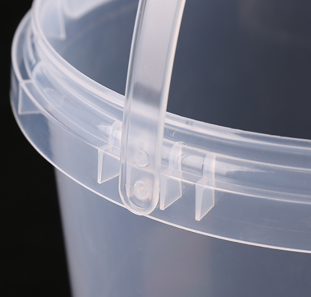 Empty Clear Transparent 1L Plastic Cream Milk Bucket With Lids Handle Pail