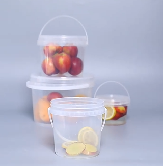 Round clear PP plastic buckets with lids