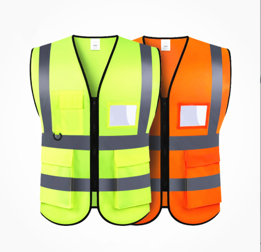 engineer jacket security vest hi vis orange safety vest construction work wear en20471 reflective vest with zipper pockets