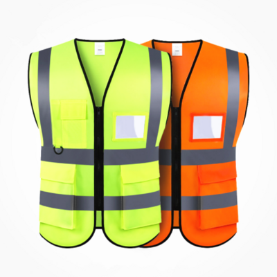 engineer jacket security vest hi vis orange safety vest construction work wear en20471 reflective vest with zipper pockets