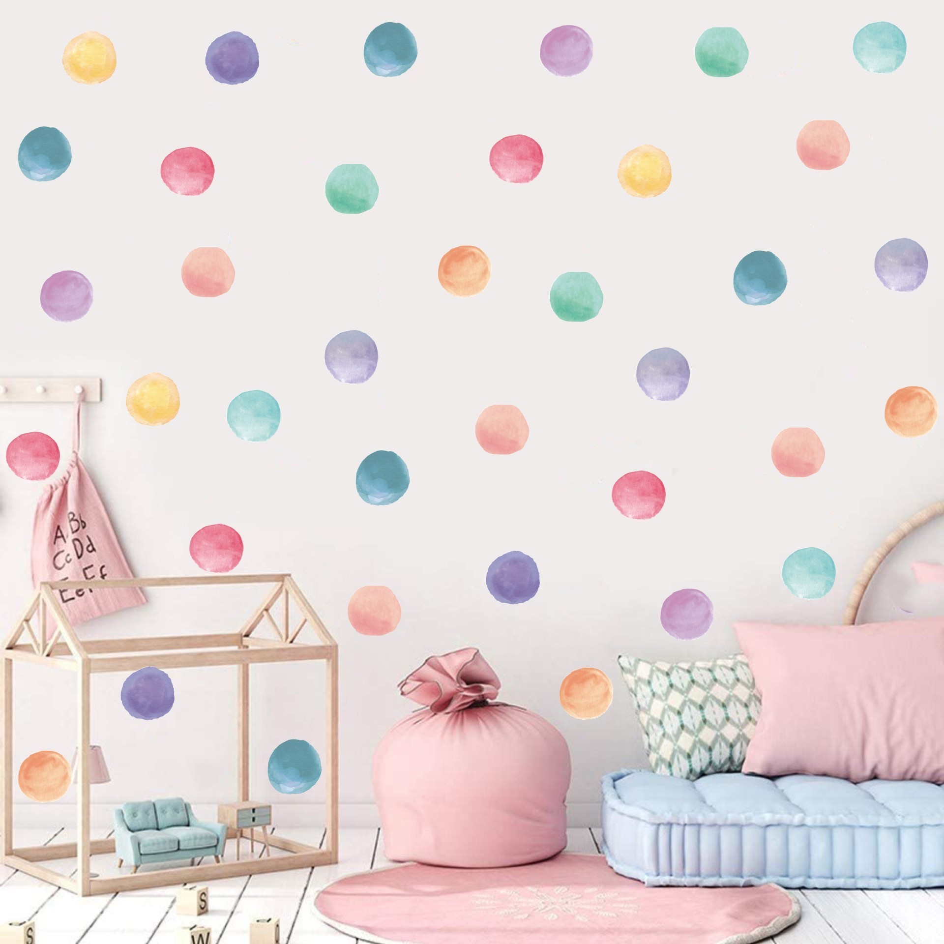 Colored Dots Wall Sticker Self Adhesive Colorful Dot Decal Creative Kid's Bedroom Wallpaper Cartoon Children's Decorative Murals