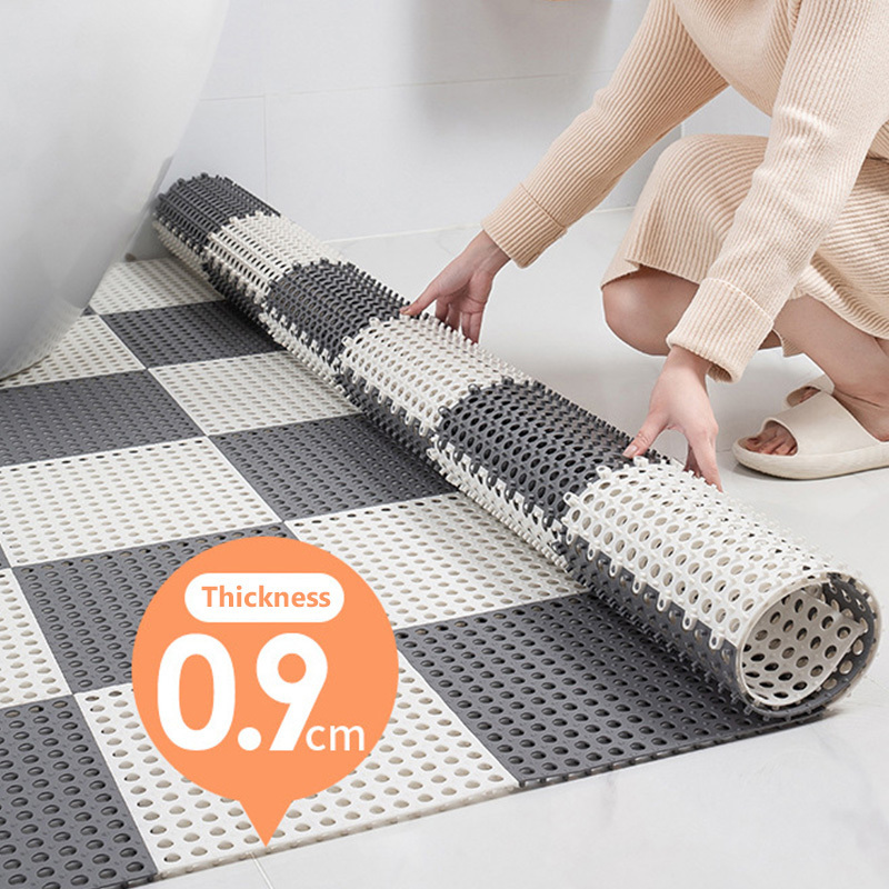 Eco-friendly Swimming Pool Kitchen Shower Matte Interlocking Splice Waterproof Non Skid Bathroom Mats Bath Mat with Drain Holes