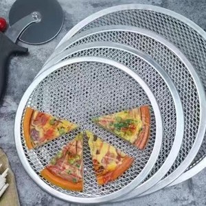 Aluminium Round Pizza Screen Expanded Wire Mesh pizza Plate hut crisp pan 6-20 inch