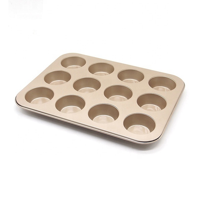 Carbon Steel Aluminum 6 12 24 Cup Cavities Non Stick Muffin Baking Pan Cupcake Mould Baking Tray Commercial Bakeware