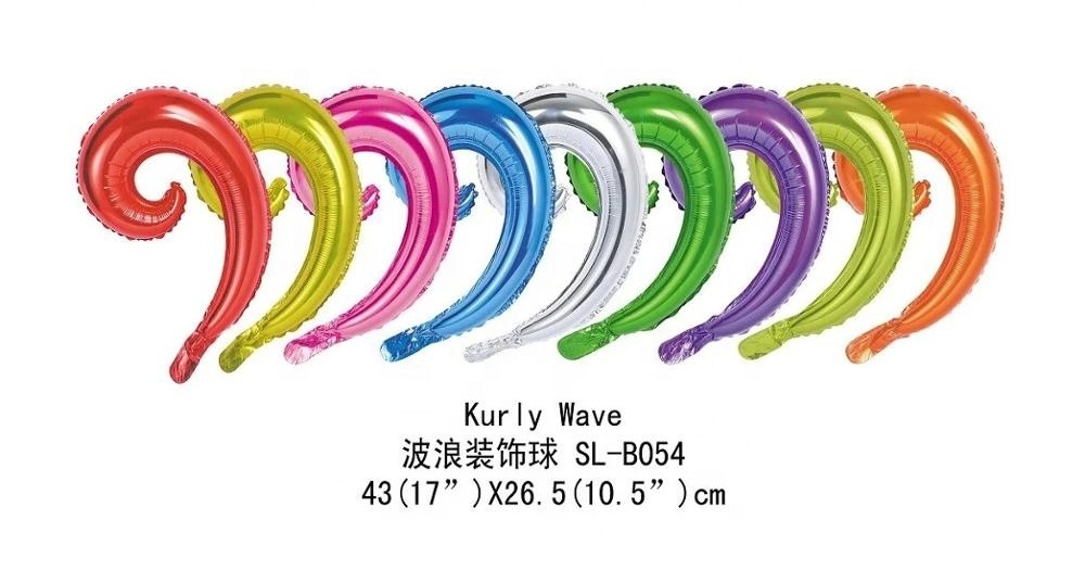 multi color  43cm49cm  latex free helium party balloons foil Spiral wavy curly foil balloons