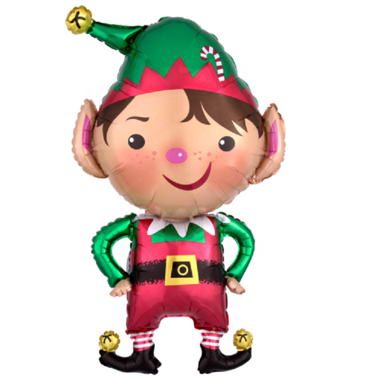 34 Inch Naughty Elf Christmas Shaped Foil Balloon - Inflate with Air or Helium