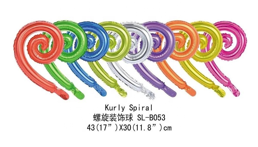 multi color  43cm49cm  latex free helium party balloons foil Spiral wavy curly foil balloons