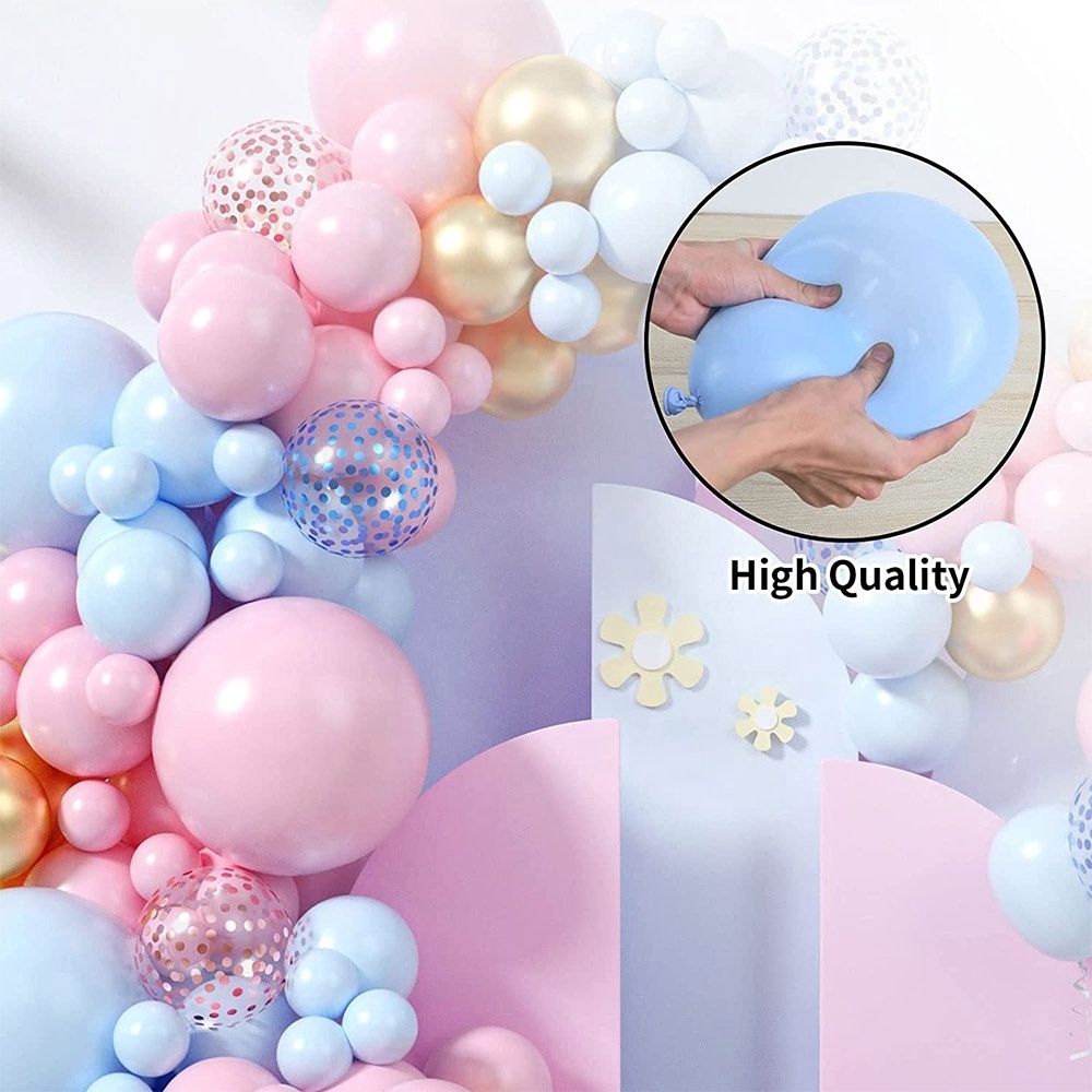 Pastel Macaron Blue and Pink Ballon Baby Shower Theme Decoration Gender Reveal Balloon Garland Arch Kit Set