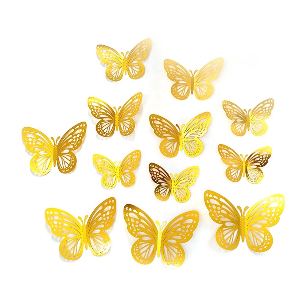 Home Wall Decor 12pcs Set Valentine's Day Happy Birthday Wedding Party Background Decorations 3d Butterfly Wall Stickers