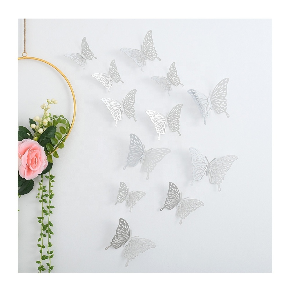 Home Wall Decor 12pcs Set Valentine's Day Happy Birthday Wedding Party Background Decorations 3d Butterfly Wall Stickers