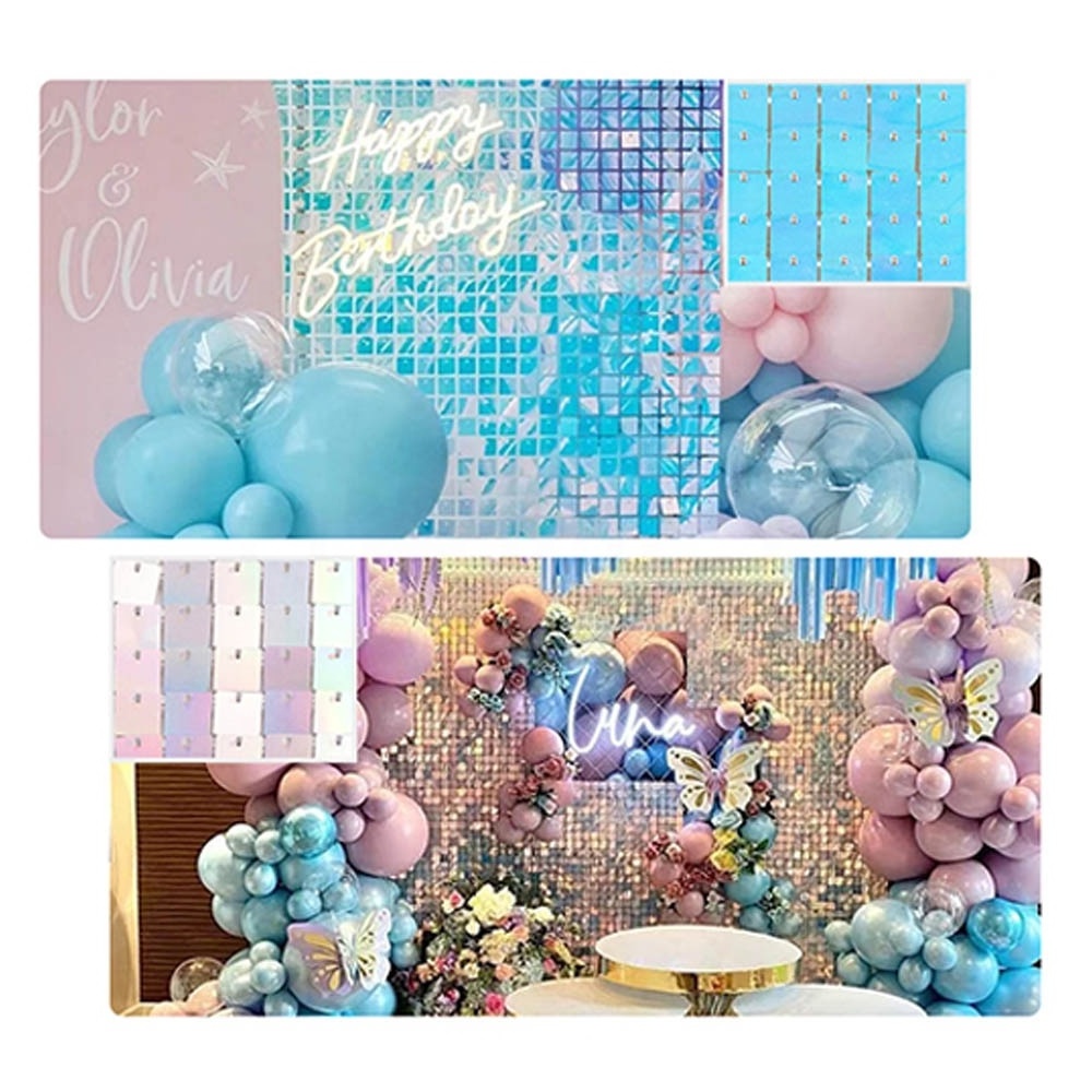 Wedding Party backdrop Decoration Shiny Square Dreamy Blue Red Green Pink White Black Silver Shimmer Sequins Wall Panels