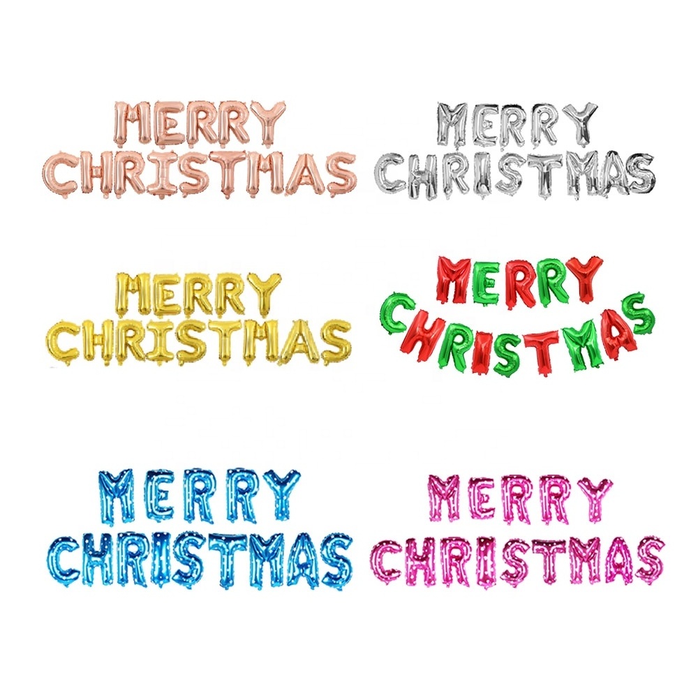 2023 Large Foil Aluminum Mylar Ornament Decorative Hanging Snowflakes Santa Claus Merry Christmas Letter Balloon Suit