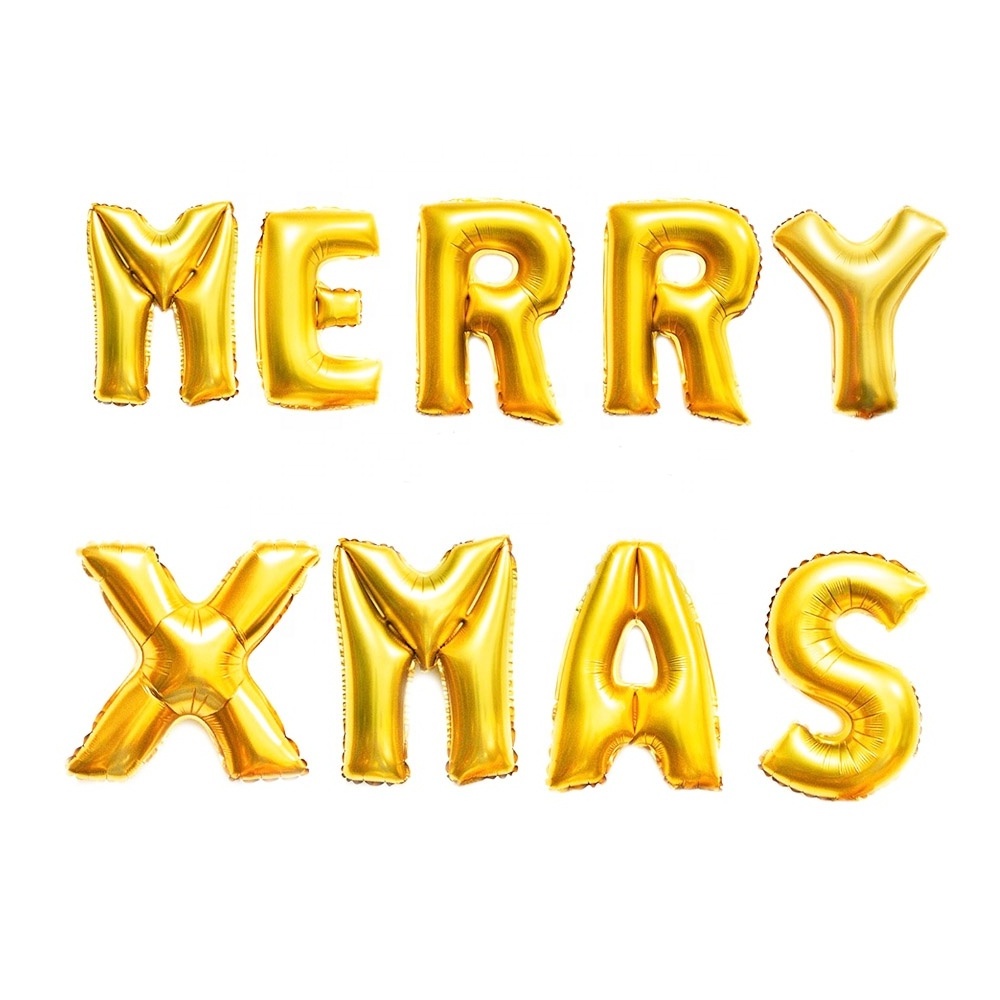 2023 Large Foil Aluminum Mylar Ornament Decorative Hanging Snowflakes Santa Claus Merry Christmas Letter Balloon Suit