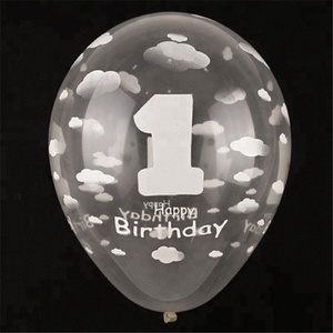 Custom Printed Latex Transparent Clear Baby 1st First Birthday Party Decoration Customised Helium Balloon With Print