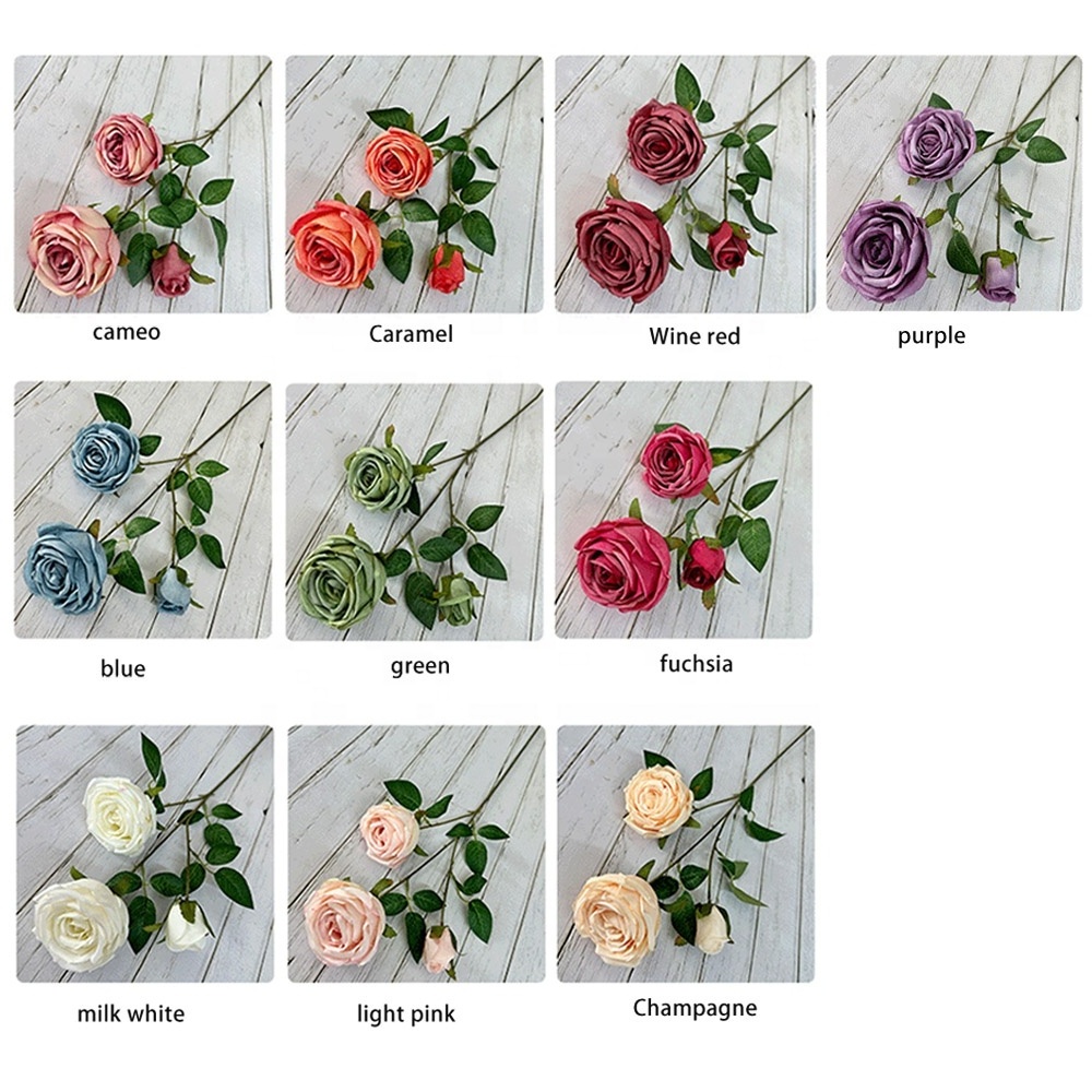 Wholesale Bulk Wedding Bridal Home Bouquet Decorative Velvet Silk Purple Blue Pink White Red Preserved Artificial Roses Flower